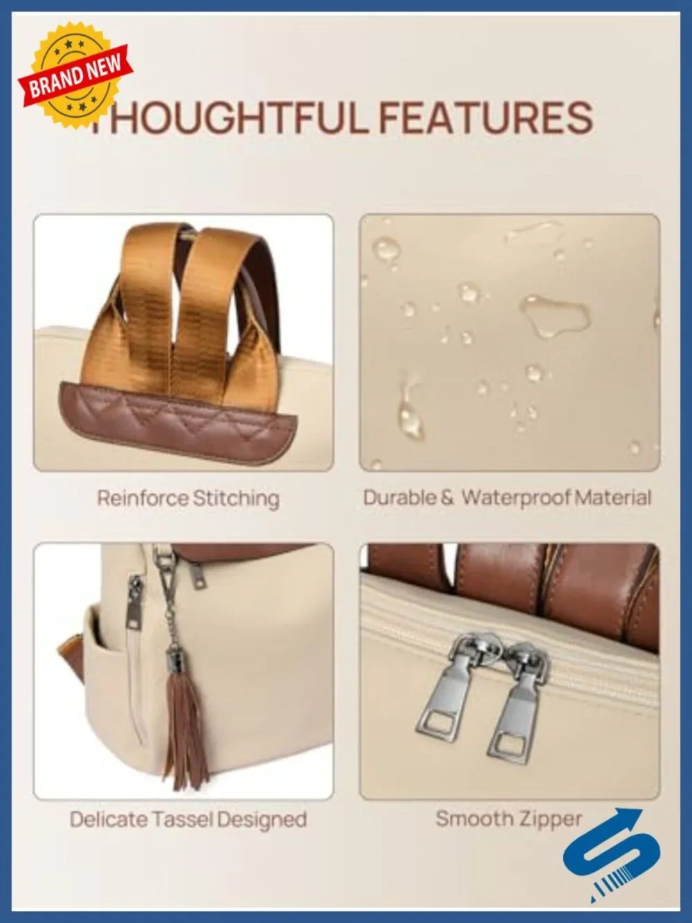 PU Leather Anti Theft Travel Backpack Purse with Tassel